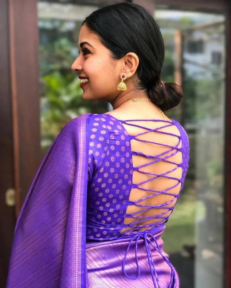 Banarasi Silk Kanjivaram Style Silk Saree With Attached Blouse Piece