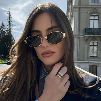 Vintage Oval Metal Frame Glasses